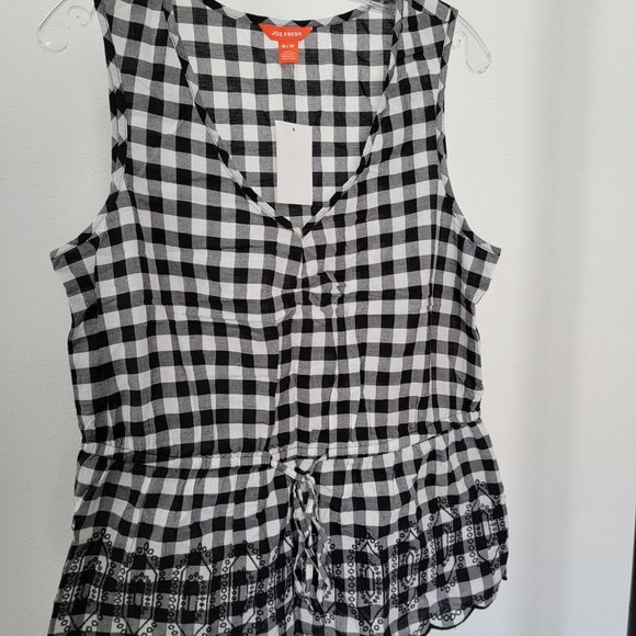 NWT Black & White Gingham sleeveless top, M - Picture 1 of 4